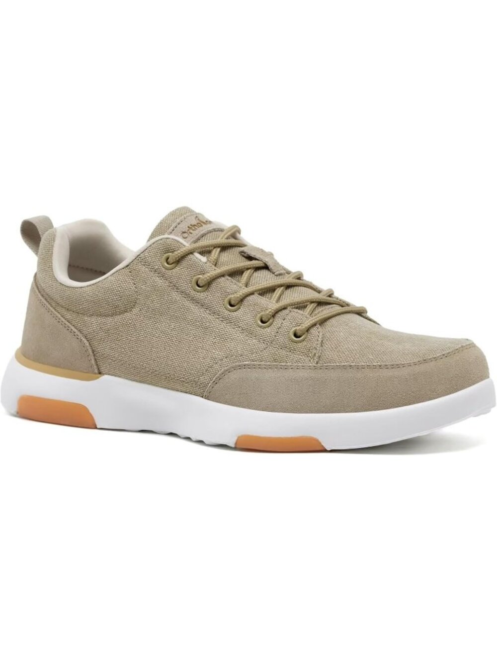 OrthoComfoot Men's Khaki Rubber Comfortable & Breathable Slip On Walking Sneaker